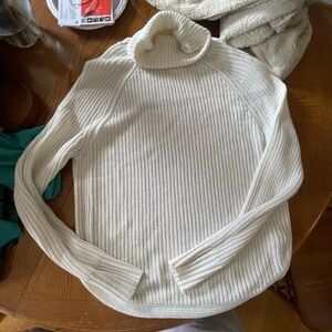 Revamped Ivory Ribbed Turtleneck Sweater
